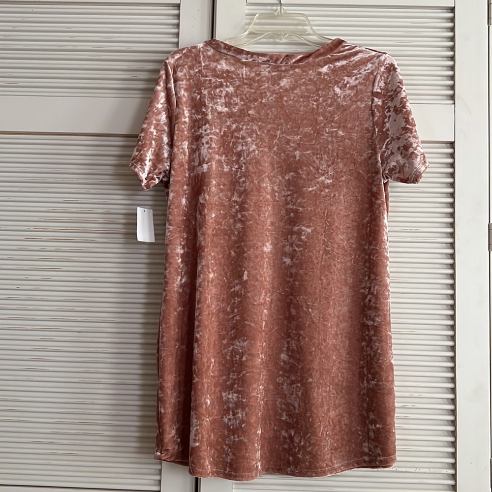 POOF! Crushed Velvet Short Sleeve Tunic Dress - Picture 2 of 7